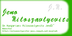 jeno miloszavlyevits business card